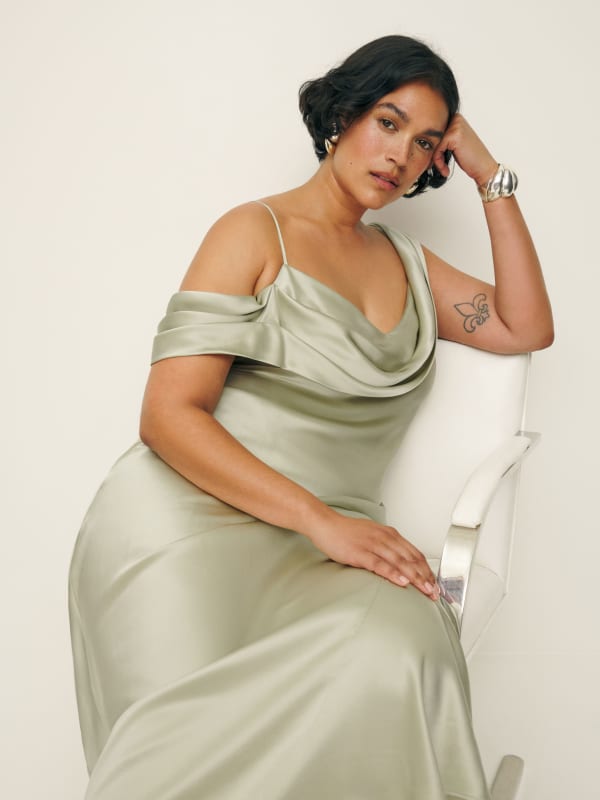 Ronda Silk Dress Es - Dried Herbs